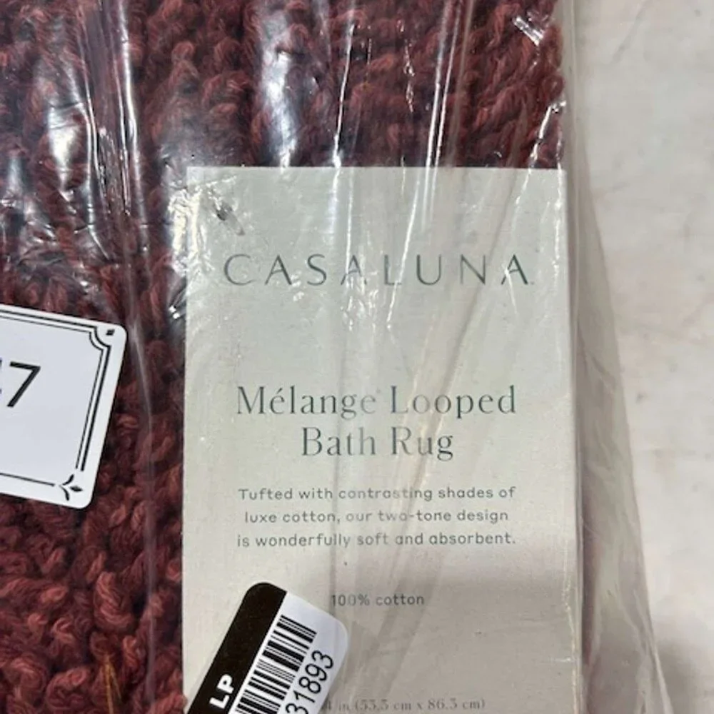 Casaluna 21 in x 34 in Mélange Looped Bath Rug, Clay 100% Cotton